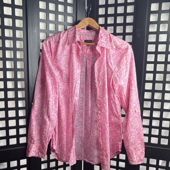 Talbots Tops - 💗 Talbots Pink Patterned Cotton Button Down Shirt Lightweight Small 💗